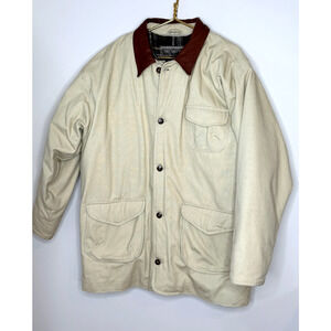 Mirage Men's Khaki Barn Jacket w/detachable liner w/ Leather Collar Size L